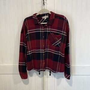 Pink Rose plaid flannel, long sleeve, shirt, size XL